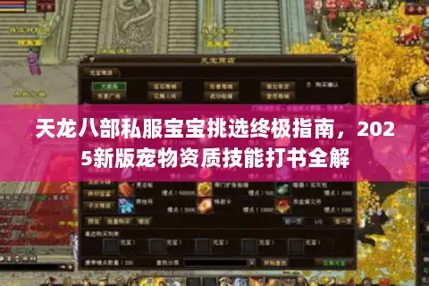 天龙八部私服宝宝挑选终极指南，2025新版宠物资质技能打书全解