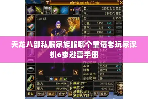 天龙八部私服家族服哪个靠谱老玩家深扒6家避雷手册