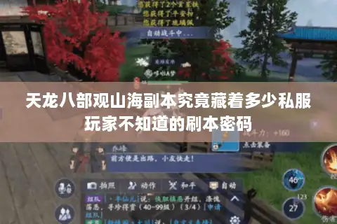 天龙八部观山海副本究竟藏着多少私服玩家不知道的刷本密码