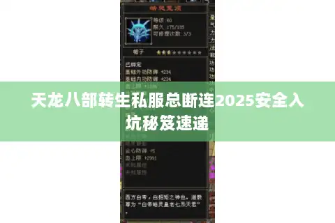 天龙八部转生私服总断连2025安全入坑秘笈速递