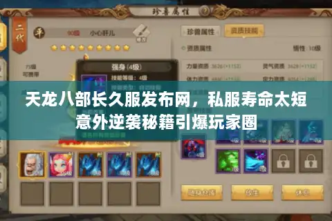 天龙八部长久服发布网，私服寿命太短意外逆袭秘籍引爆玩家圈