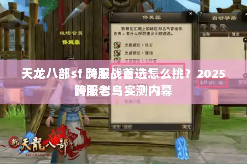 天龙八部sf 跨服战首选怎么挑?2025跨服老鸟实测内幕 天龙八部sf 跨服战首选怎么挑?2025跨服老鸟实测内幕