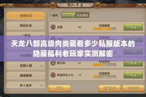 天龙八部高级肉类藏着多少私服版本的隐藏福利老玩家实测解密