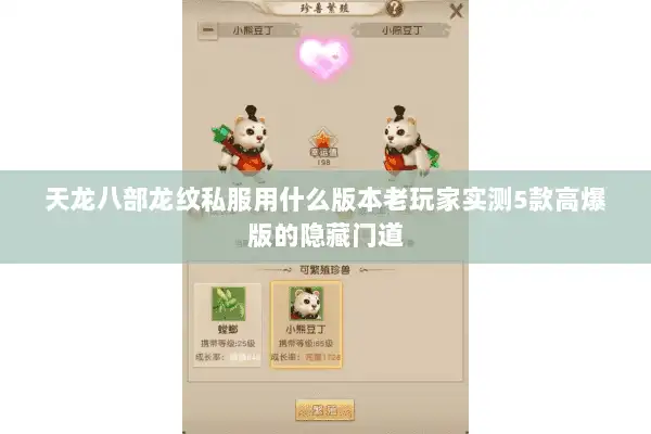 天龙八部龙纹私服用什么版本老玩家实测5款高爆版的隐藏门道 天龙八部龙纹私服用什么版本老玩家实测5款高爆版的隐藏门道