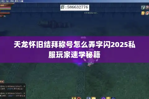 天龙怀旧结拜称号怎么弄字闪2025私服玩家速学秘籍