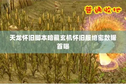 天龙怀旧脚本暗藏玄机怀旧服绝密数据首曝