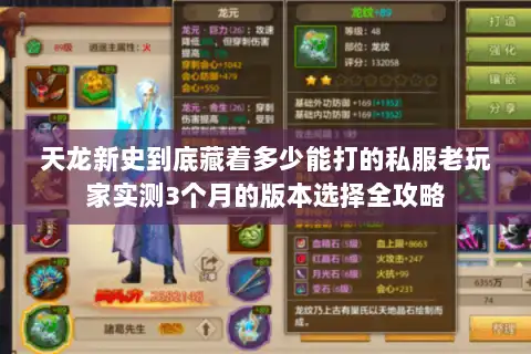 天龙新史到底藏着多少能打的私服老玩家实测3个月的版本选择全攻略 天龙新史到底藏着多少能打的私服老玩家实测3个月的版本选择全攻略