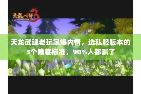 天龙武魂老玩家爆内情，选私服版本的3个隐藏标准，90%人都漏了