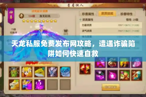 天龙私服免费发布网攻略，遭遇诈骗陷阱如何快速自救