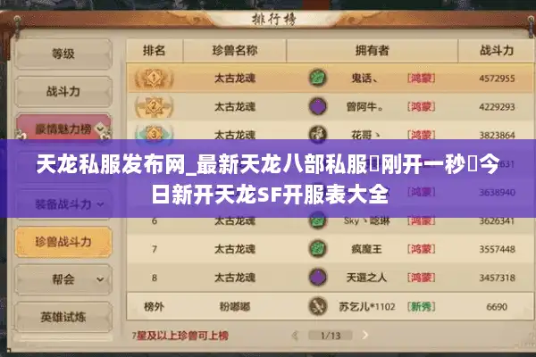 天龙私服发布网_最新天龙八部私服▷刚开一秒◁今日新开天龙SF开服表大全