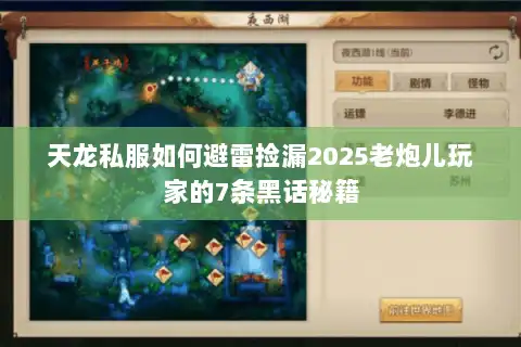 天龙私服如何避雷捡漏2025老炮儿玩家的7条黑话秘籍