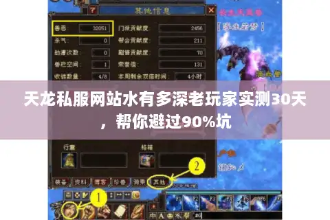 天龙私服网站水有多深老玩家实测30天，帮你避过90%坑