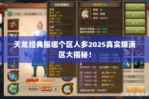 天龙经典服哪个区人多2025真实爆满区大揭秘！