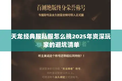 天龙经典服私服怎么挑2025年资深玩家的避坑清单