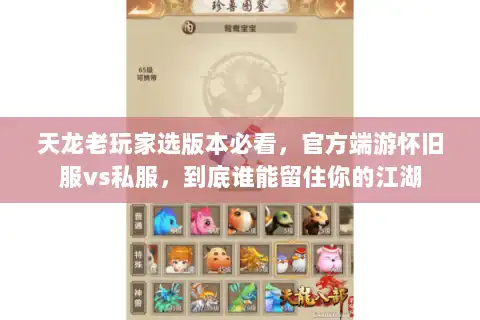 天龙老玩家选版本必看,官方端游怀旧服vs私服,到底谁能留住你的江湖 天龙老玩家选版本必看,官方端游怀旧服vs私服,到底谁能留住你的江湖