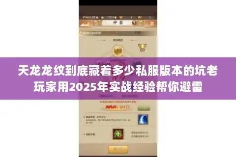 天龙龙纹到底藏着多少私服版本的坑老玩家用2025年实战经验帮你避雷