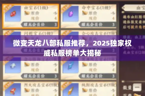微变天龙八部私服推荐，2025独家权威私服榜单大揭秘