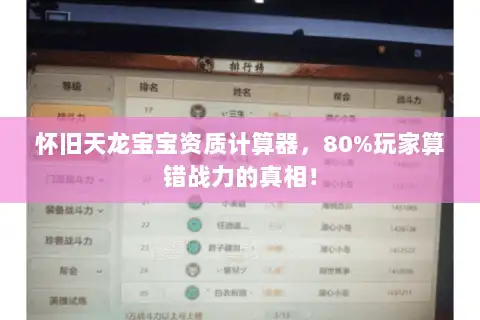 怀旧天龙宝宝资质计算器，80%玩家算错战力的真相！