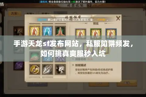 手游天龙sf发布网站，私服陷阱频发，如何挑真爽服秒入坑