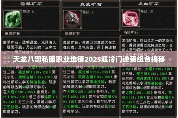 天龙八部私服职业选错2025超冷门逆袭组合揭秘
