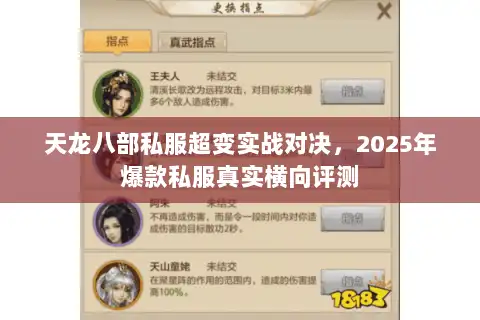 天龙八部私服超变实战对决，2025年爆款私服真实横向评测
