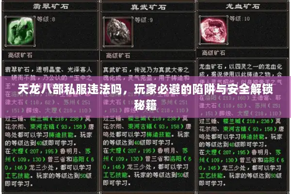 天龙八部私服违法吗，玩家必避的陷阱与安全解锁秘籍