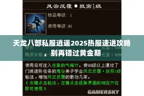 天龙八部私服逍遥2025热服速进攻略，别再错过黄金期