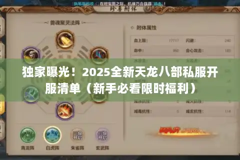 独家曝光！2025全新天龙八部私服开服清单（新手必看限时福利）