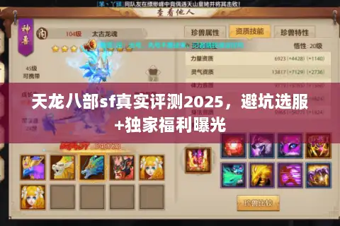 天龙八部sf真实评测2025，避坑选服+独家福利曝光