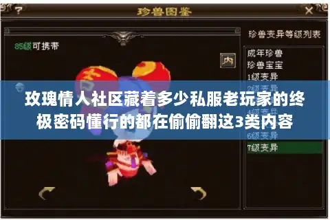 玫瑰情人社区藏着多少私服老玩家的终极密码懂行的都在偷偷翻这3类内容