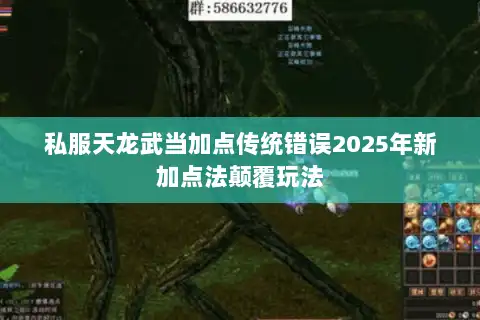 私服天龙武当加点传统错误2025年新加点法颠覆玩法