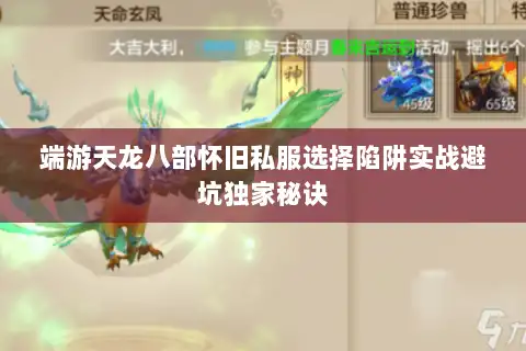端游天龙八部怀旧私服选择陷阱实战避坑独家秘诀