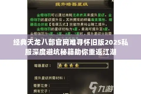 经典天龙八部官网难寻怀旧版2025私服深度避坑秘籍助你重返江湖