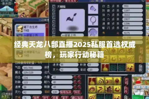 经典天龙八部直播2025私服首选权威榜，玩家行动秘籍