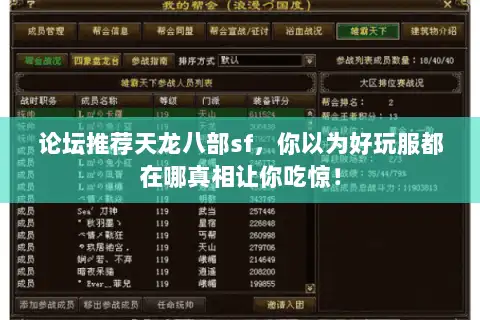 论坛推荐天龙八部sf，你以为好玩服都在哪真相让你吃惊！