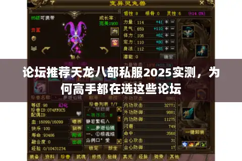 论坛推荐天龙八部私服2025实测,为何高手都在选这些论坛 论坛推荐天龙八部私服2025实测,为何高手都在选这些论坛