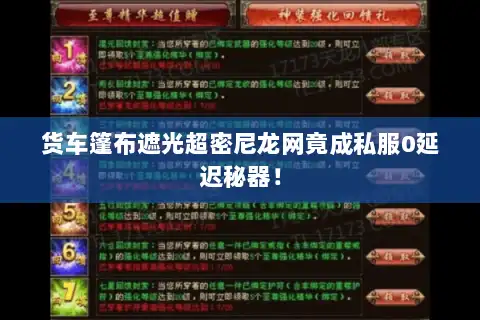 货车篷布遮光超密尼龙网竟成私服0延迟秘器！