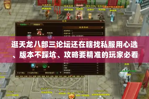 逛天龙八部三论坛还在瞎找私服用心选、版本不踩坑、攻略要精准的玩家必看 逛天龙八部三论坛还在瞎找私服用心选、版本不踩坑、攻略要精准的玩家必看