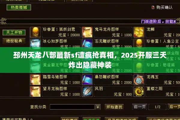 邳州天龙八部最新sf遭疯抢真相，2025开服三天炸出隐藏神装