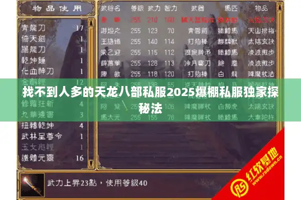 找不到人多的天龙八部私服2025爆棚私服独家探秘法 找不到人多的天龙八部私服2025爆棚私服独家探秘法