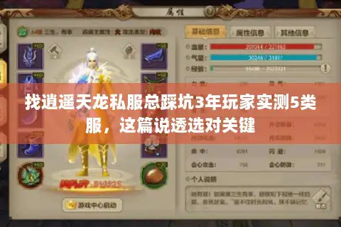 找逍遥天龙私服总踩坑3年玩家实测5类服，这篇说透选对关键
