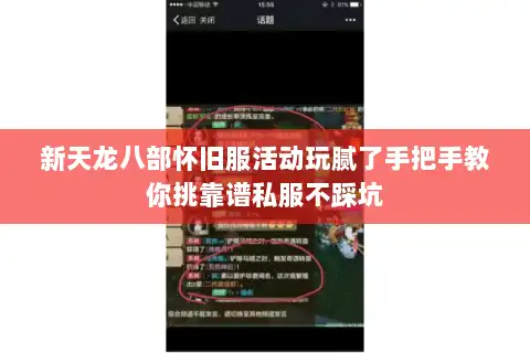 新天龙八部怀旧服活动玩腻了手把手教你挑靠谱私服不踩坑