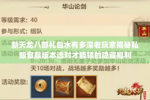 新天龙八部礼包水有多深老玩家揭秘私服官服版本选对才能领的隐藏福利