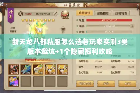 新天龙八部私服怎么选老玩家实测3类版本避坑+1个隐藏福利攻略