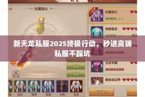 新天龙私服2025终极行动,秒进高端私服不踩坑 新天龙私服2025终极行动,秒进高端私服不踩坑