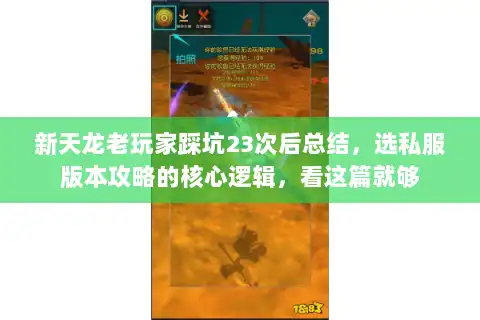 新天龙老玩家踩坑23次后总结，选私服版本攻略的核心逻辑，看这篇就够