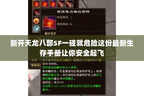 新开天龙八部SF一碰就危险这份最新生存手册让你安全起飞