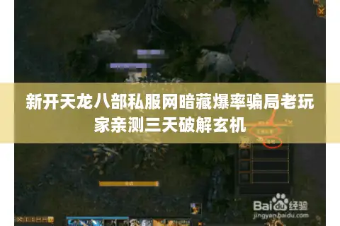 新开天龙八部私服网暗藏爆率骗局老玩家亲测三天破解玄机