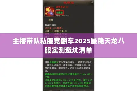 主播带队私服竟翻车2025最稳天龙八服实测避坑清单