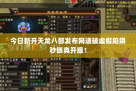 今日新开天龙八部发布网速破虚假陷阱秒锁真开服！